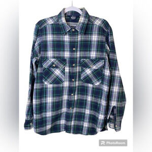 Woolrich‎ VTG Green/Blue Plaid Long Sleeve Men’s Shirt Size Large